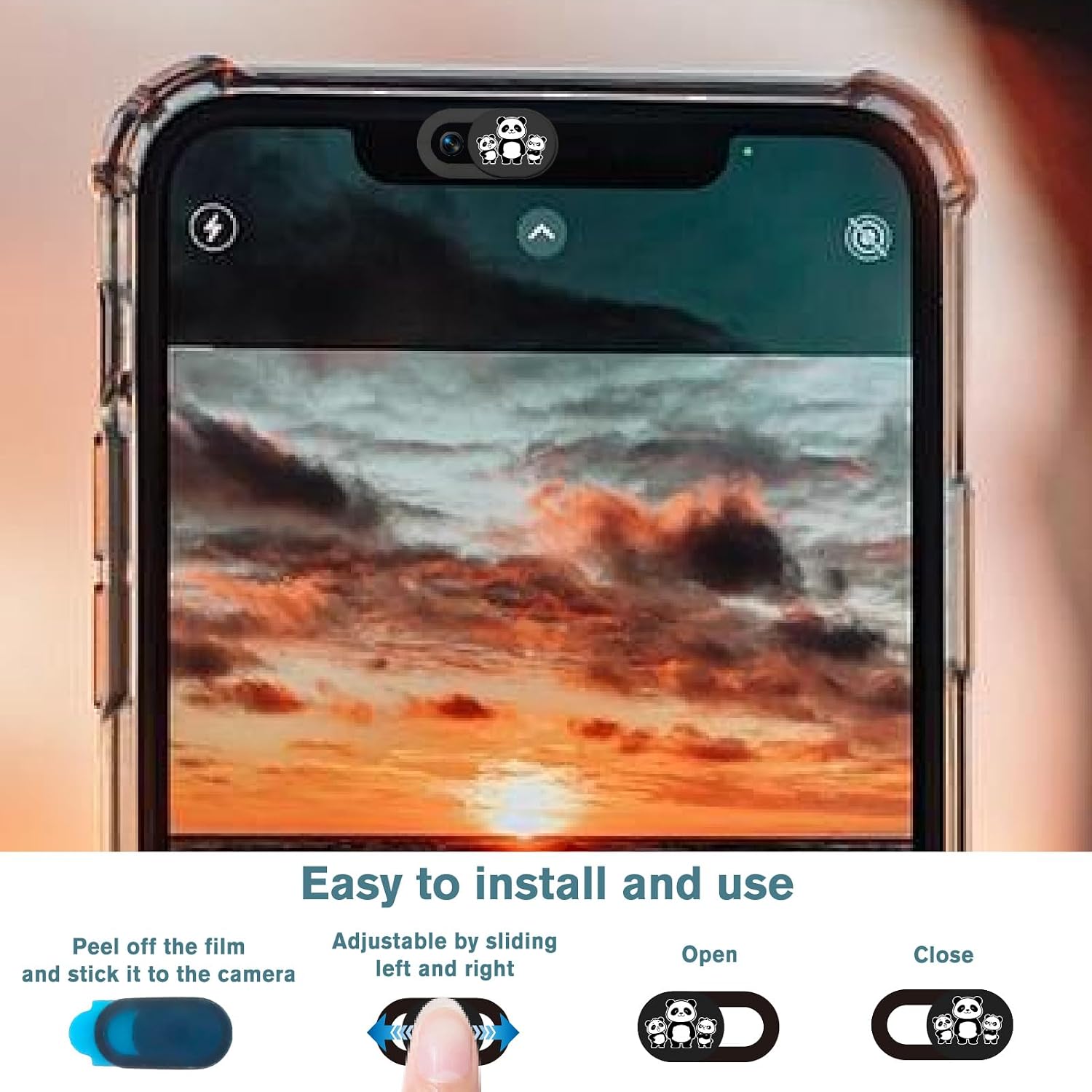 6Pcs 6 Styles Panda Camera Cover Webcam Cover Slide Cute Animal Design Privacy Guard Webcam Protector for Lapt - view 4