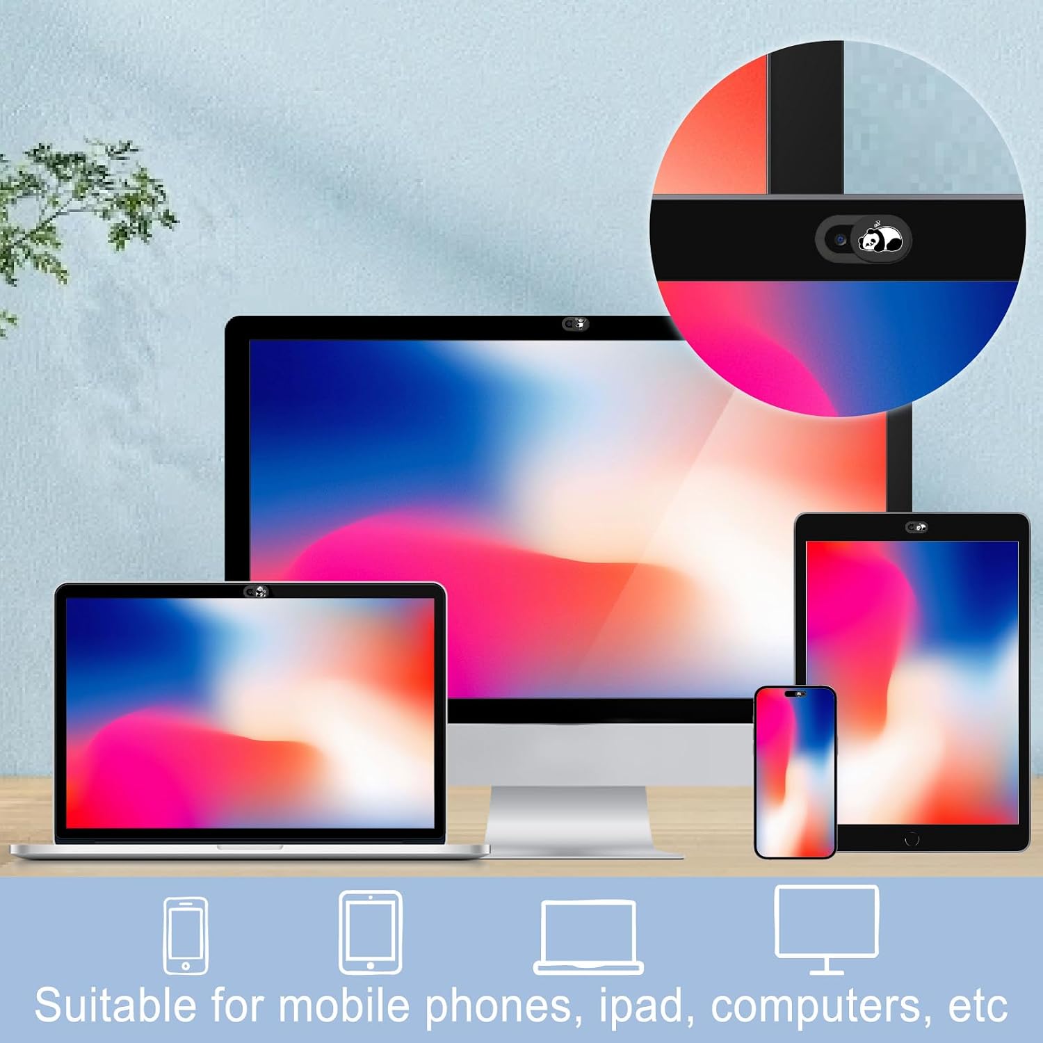 6Pcs 6 Styles Panda Camera Cover Webcam Cover Slide Cute Animal Design Privacy Guard Webcam Protector for Lapt - view 6