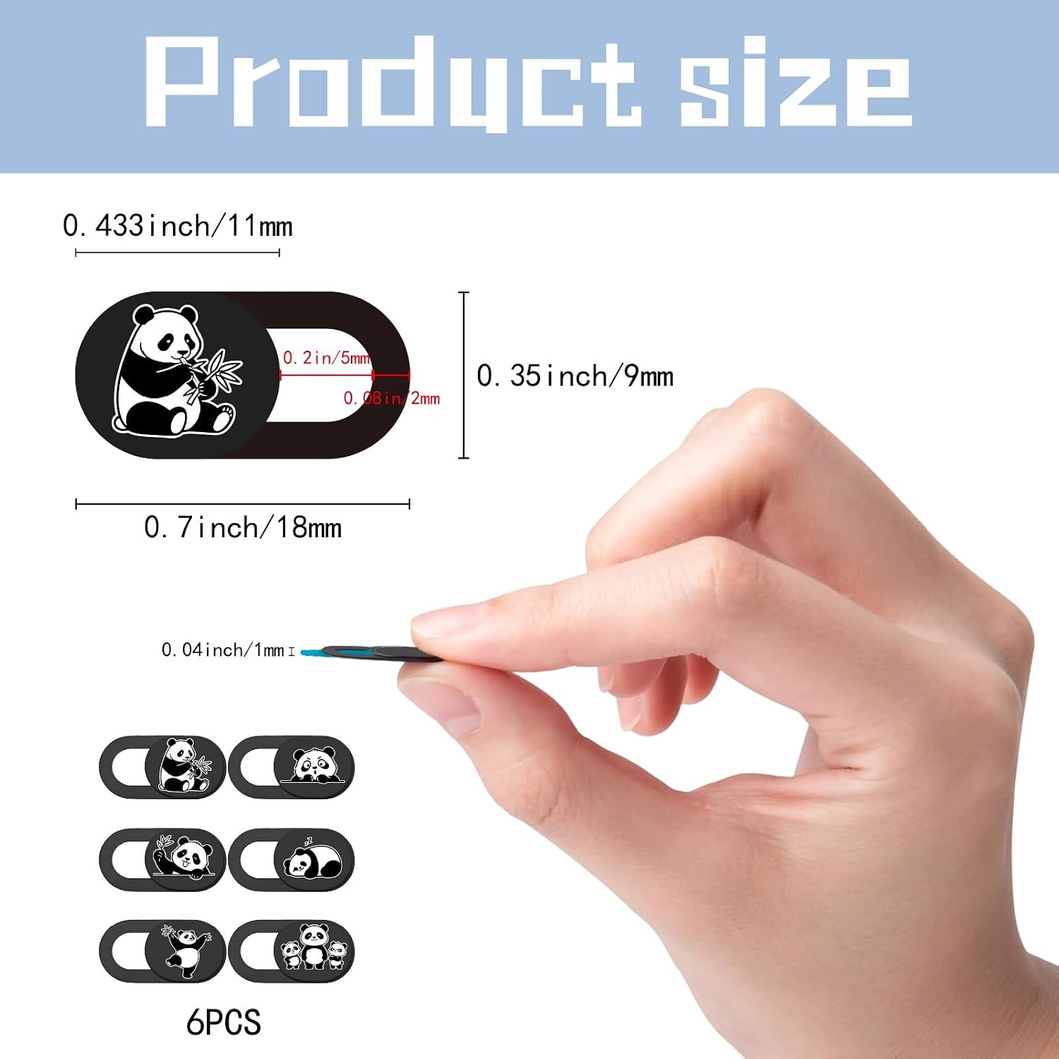 6Pcs 6 Styles Panda Camera Cover Webcam Cover Slide Cute Animal Design Privacy Guard Webcam Protector for Lapt - view 3