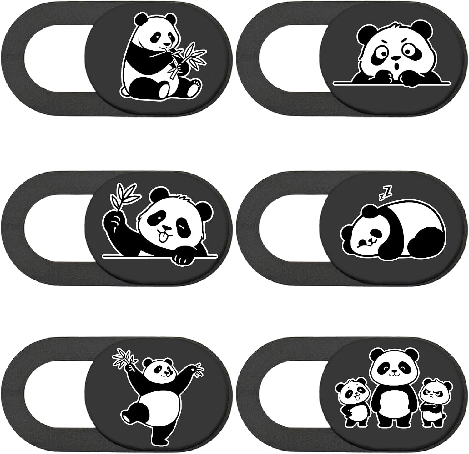 6Pcs 6 Styles Panda Camera Cover Webcam Cover Slide Cute Animal Design Privacy Guard Webcam Protector for Lapt