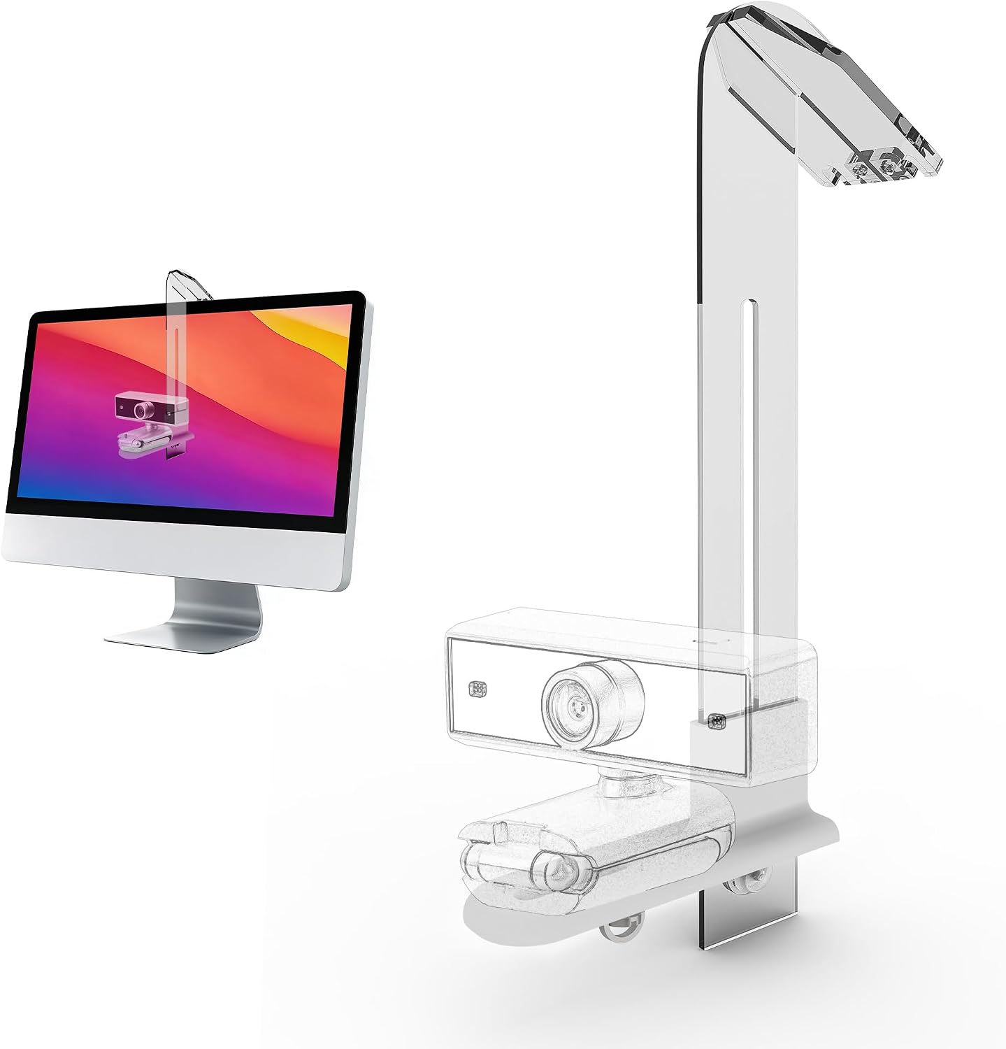 Acrylic Center Screen Webcam Mount, Transparent Monitor Holder for Laptop and Desktop, Compatible with Logitec