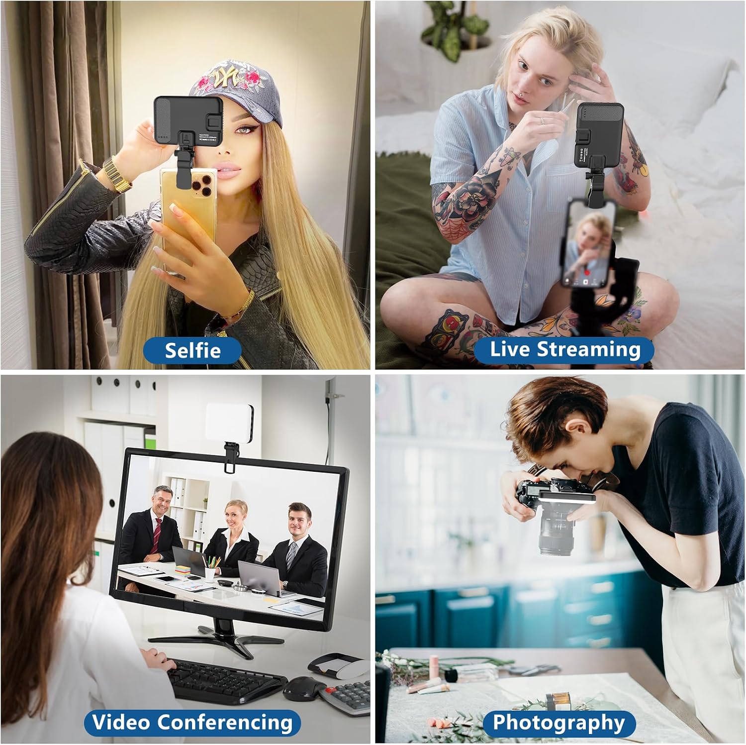 ALTSON 60 LED Portable Selfie Light Video Conference Lighting with Clip & Camera Tripod Adapter Rechargeable 2 - view 5