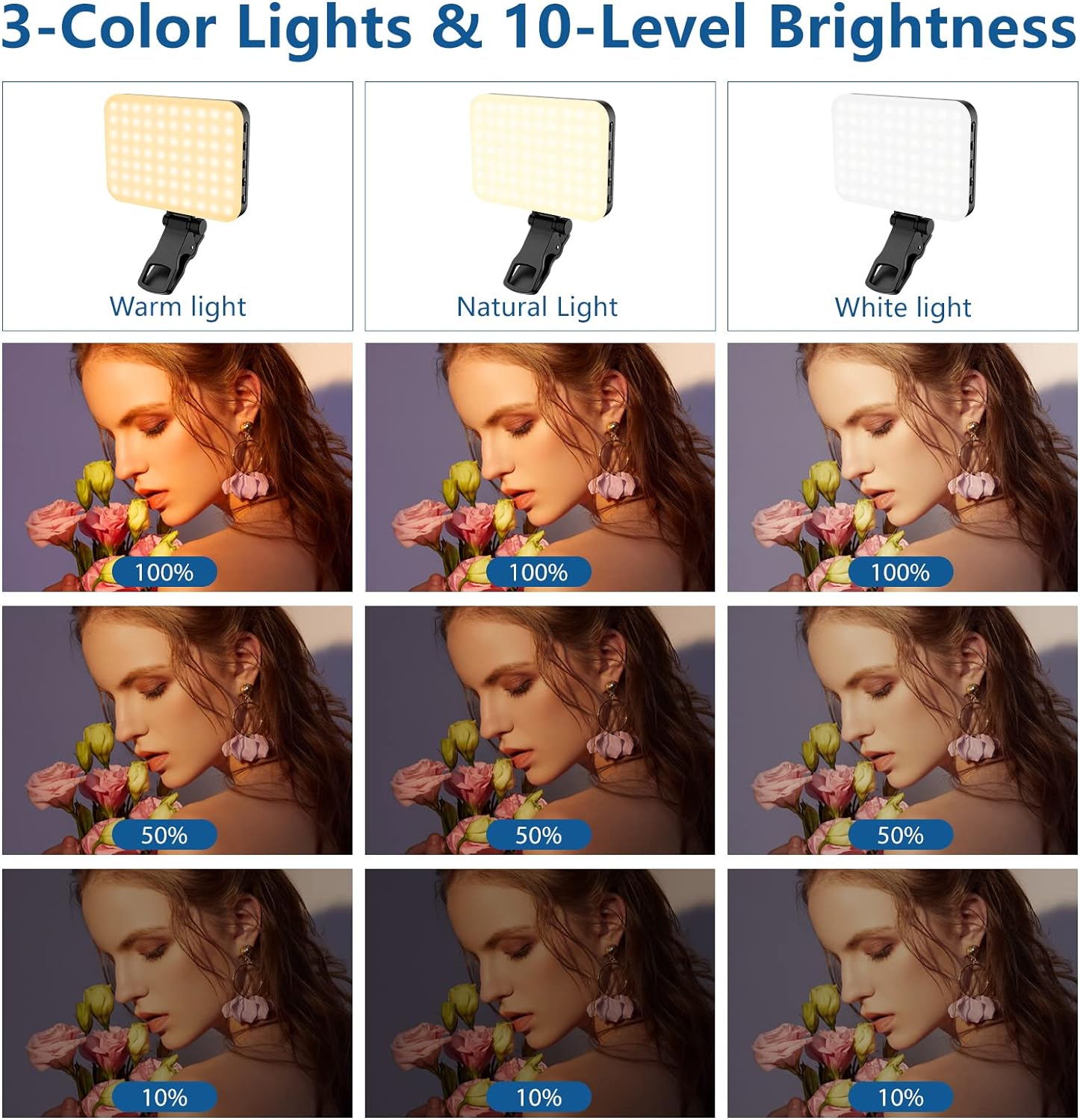 ALTSON 60 LED Portable Selfie Light Video Conference Lighting with Clip & Camera Tripod Adapter Rechargeable 2 - view 3