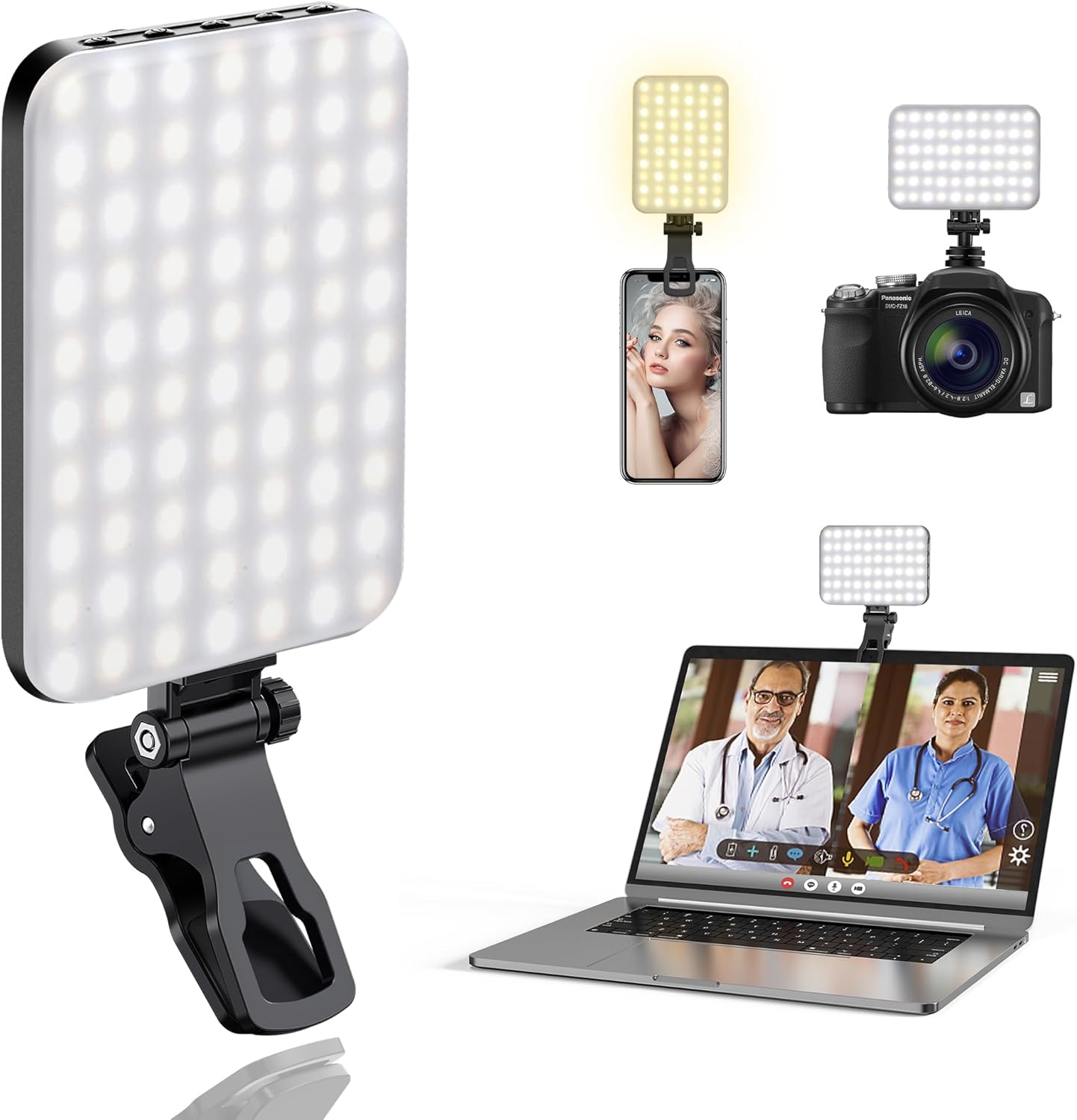 ALTSON 60 LED Portable Selfie Light Video Conference Lighting with Clip & Camera Tripod Adapter Rechargeable 2
