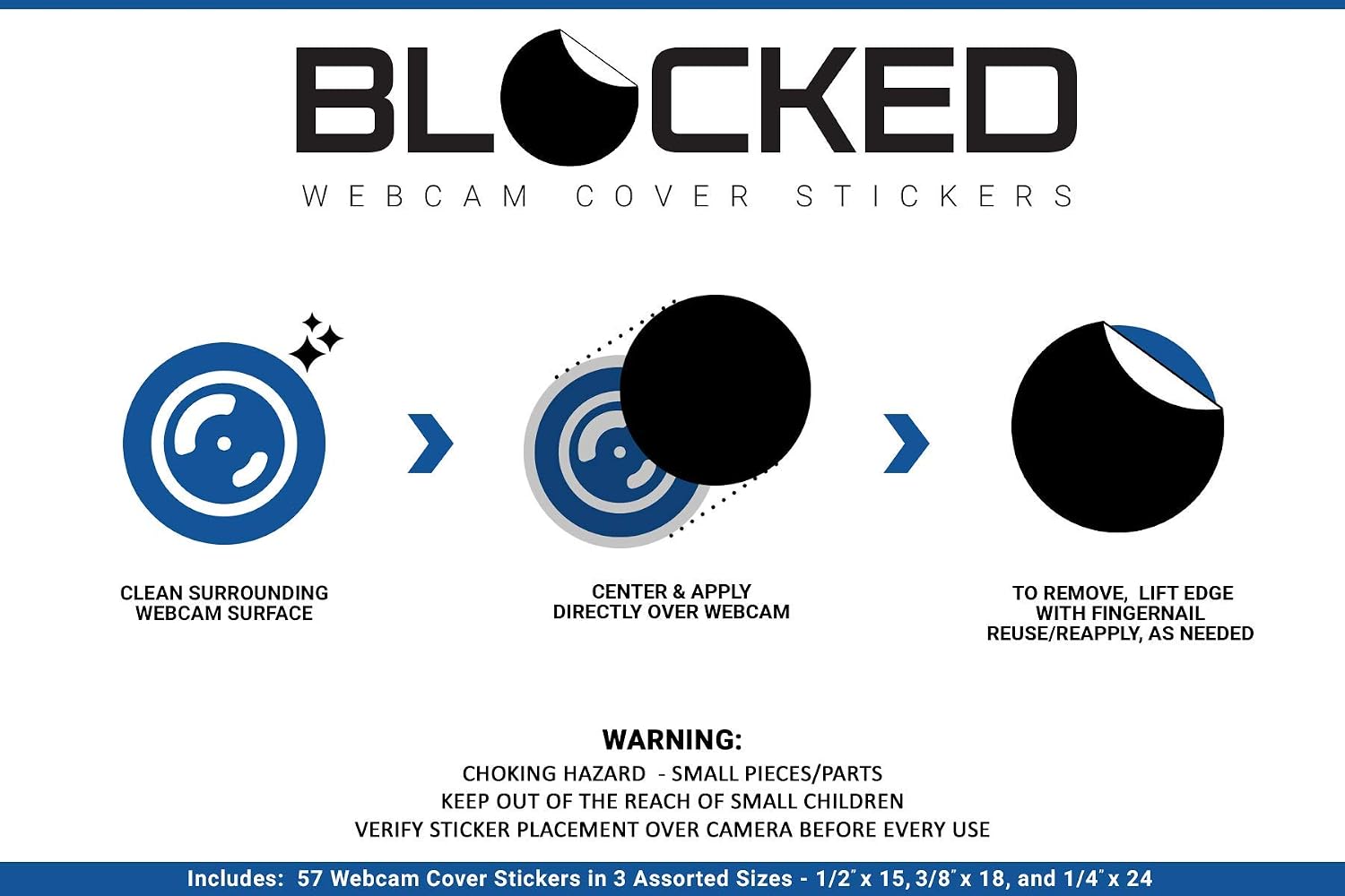 Blocked Original Vinyl Webcam Cover Stickers | Restickable & Stackable Privacy Covers | for All Camera-endable - view 6