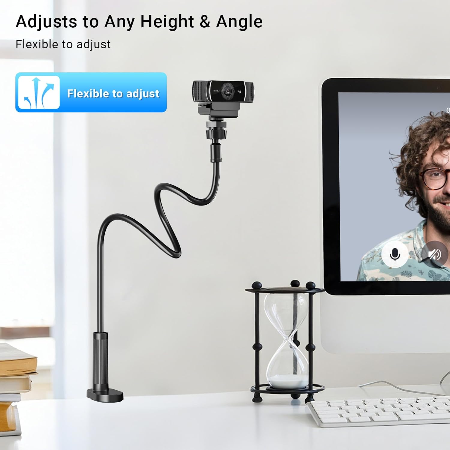 Flexible Webcam Stand Mount for Desk, Gooseneck Webcam Tripod with Clamp, Desktop Phone Holder & Table Top Tri - view 2