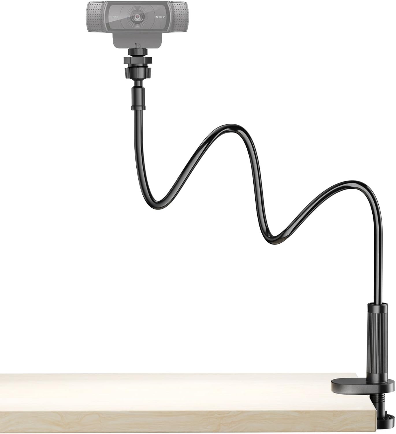Flexible Webcam Stand Mount for Desk, Gooseneck Webcam Tripod with Clamp, Desktop Phone Holder & Table Top Tri