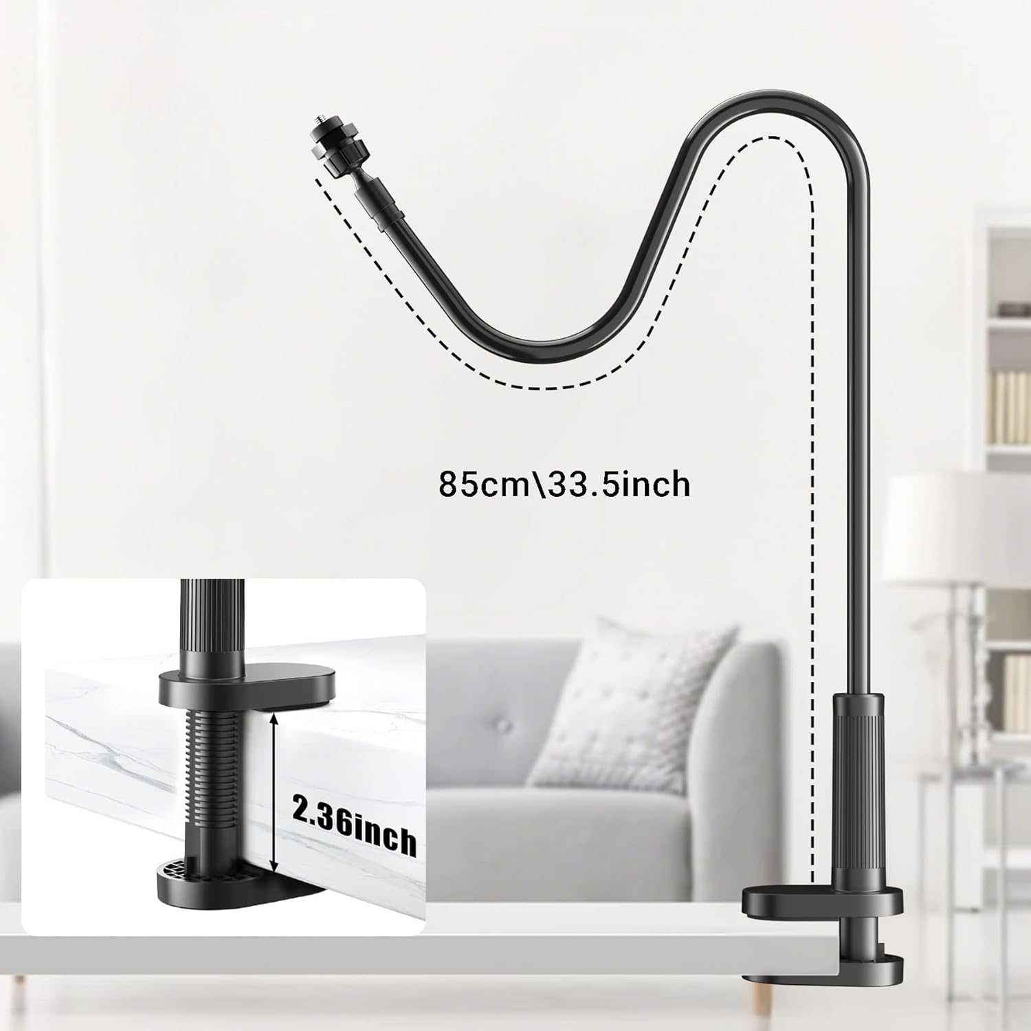 Flexible Webcam Stand Mount for Desk, Gooseneck Webcam Tripod with Clamp, Desktop Phone Holder & Table Top Tri - view 6