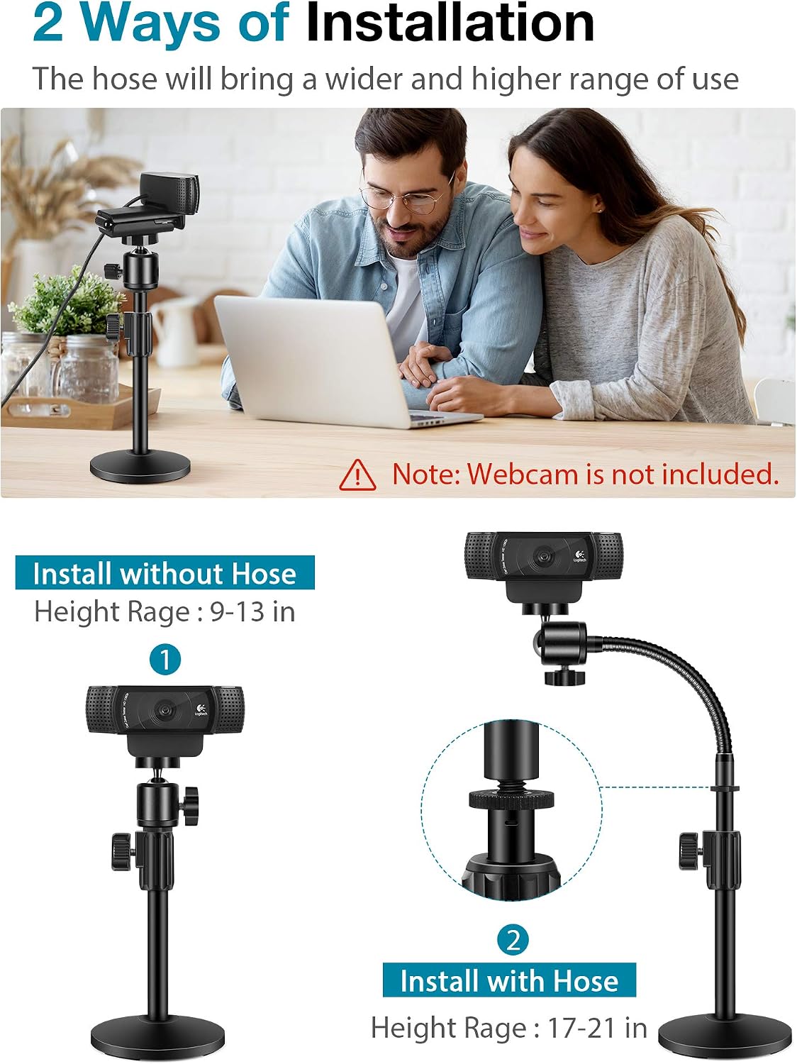 InnoGear Webcam Stand Arm for Desk Camera Mount Holder for Logitech Webcam | for C922 C930e C920S C920 C615 C9 - view 5