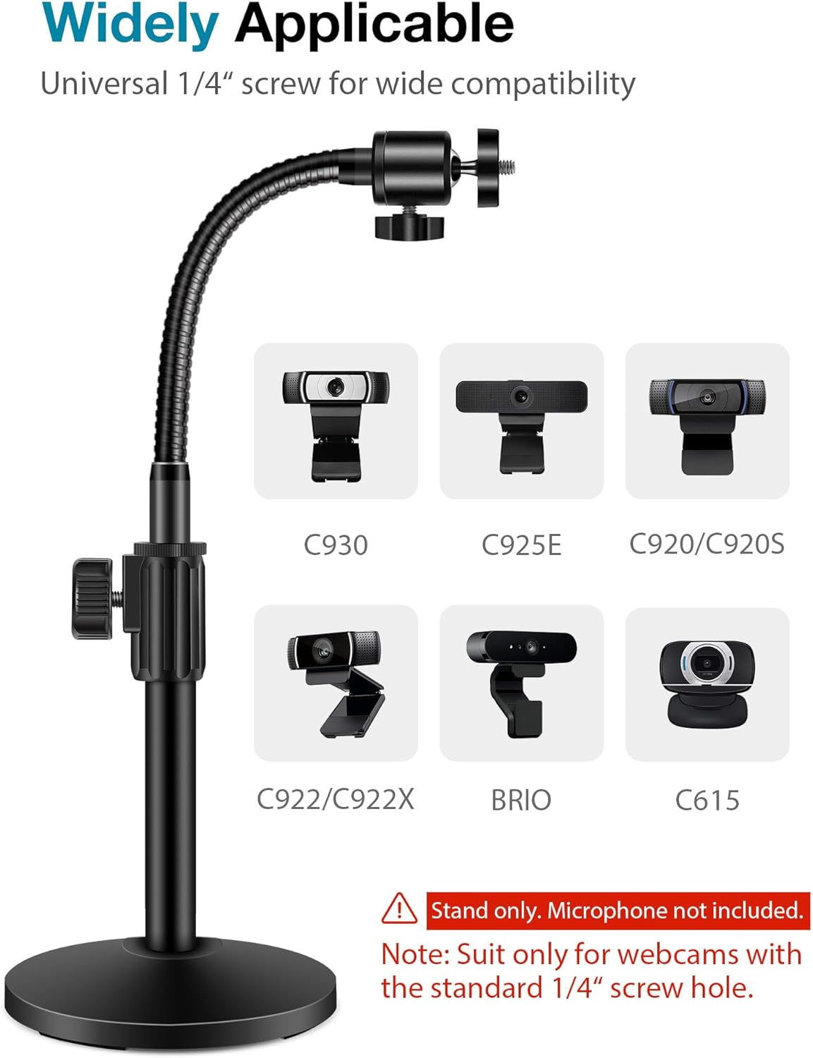 InnoGear Webcam Stand Arm for Desk Camera Mount Holder for Logitech Webcam | for C922 C930e C920S C920 C615 C9 - view 2
