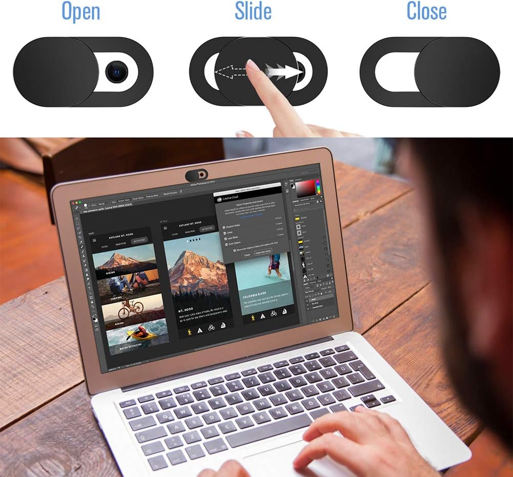 Laptop Camera Cover Slide, 6 Pack Ultra-Thin 0.022in Webcam Cover Blocker | Web Camera Cover for Laptops,Compu - view 3