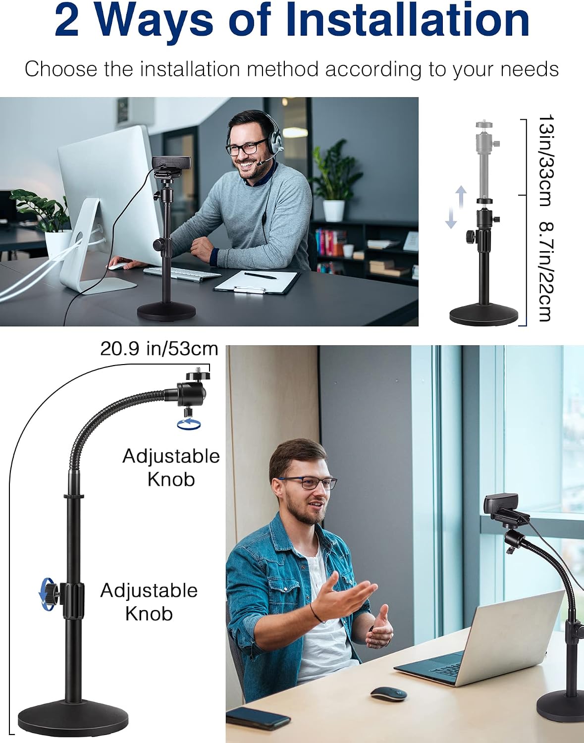 Puroma Webcam Stand GooseNeck Mount Desktop Camera for Logitech Webcam - view 4