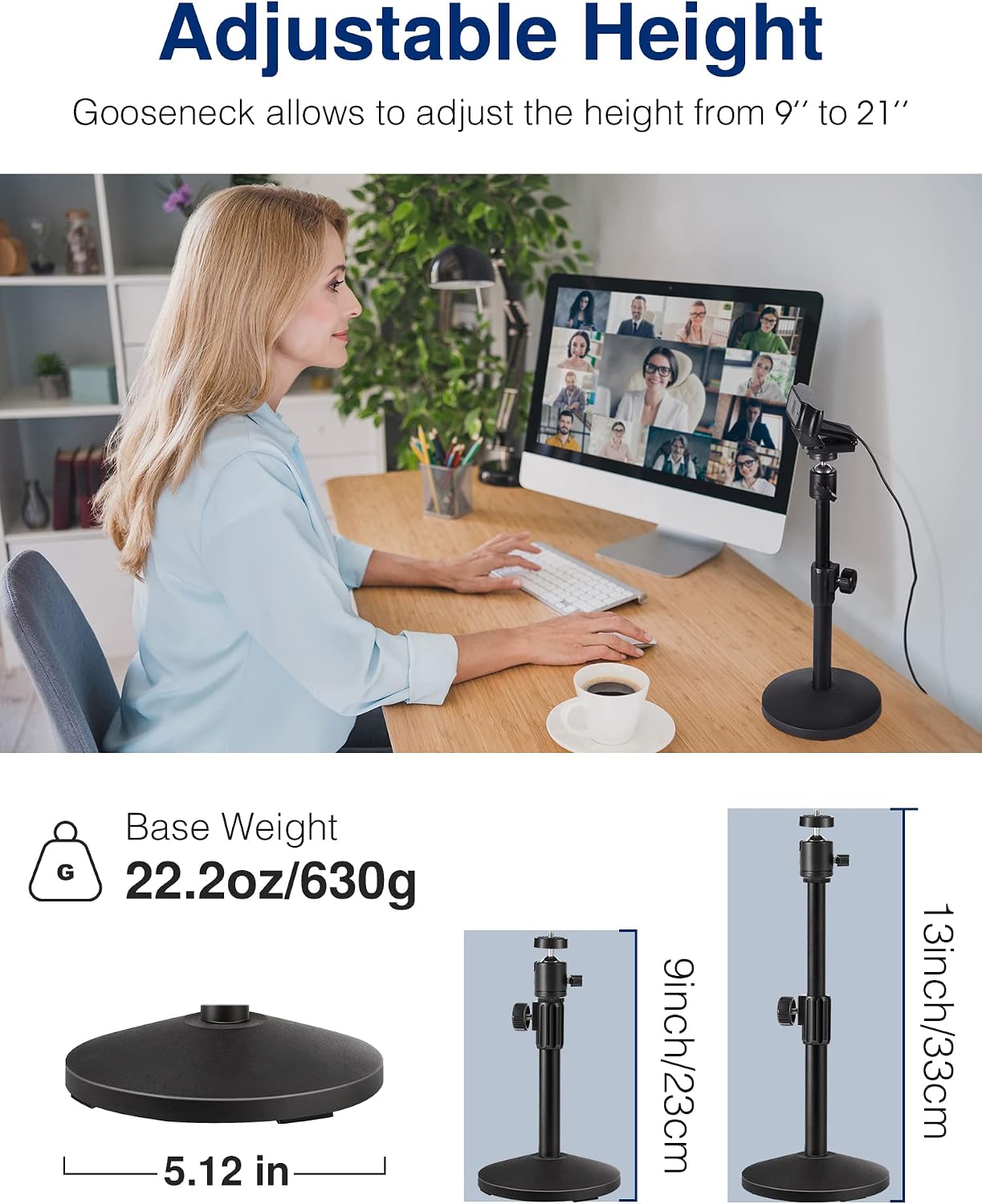 Puroma Webcam Stand GooseNeck Mount Desktop Camera for Logitech Webcam - view 2