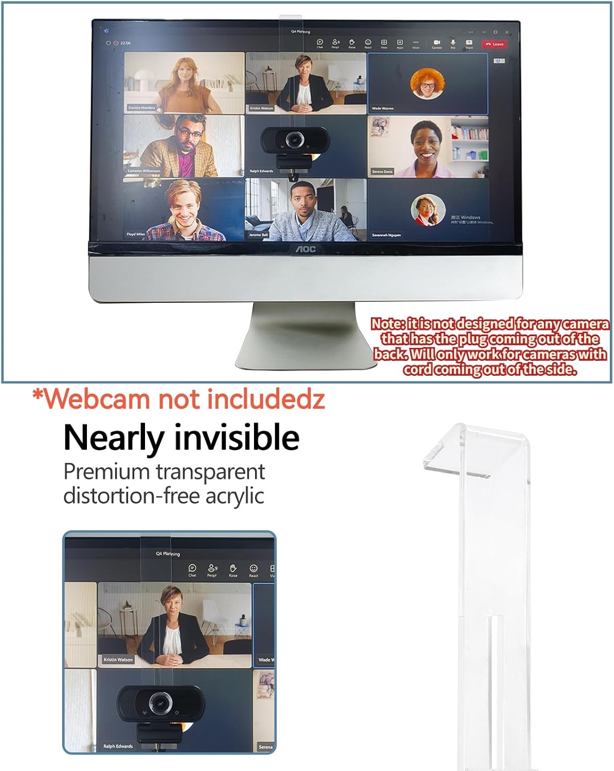 Webcam Mount for Monitor,1/4″ Screw Universal Clip-On Holder - view 3