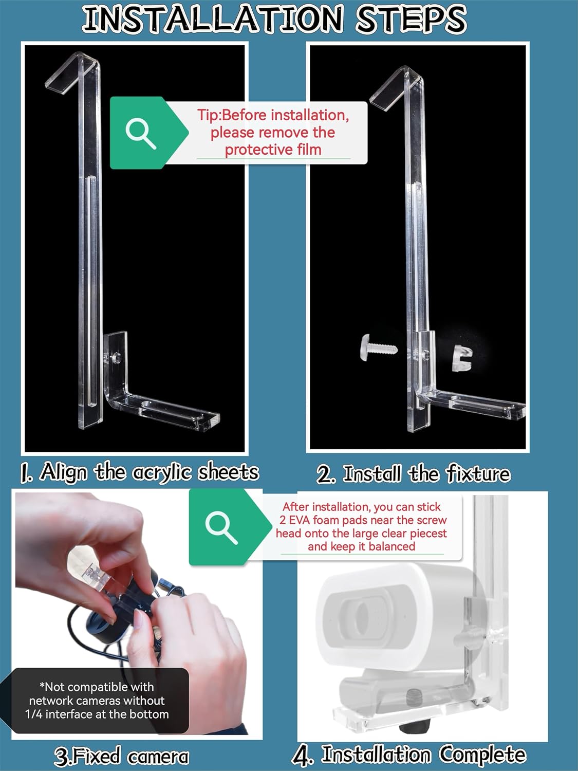 Webcam Mount for Monitor,1/4″ Screw Universal Clip-On Holder - view 5