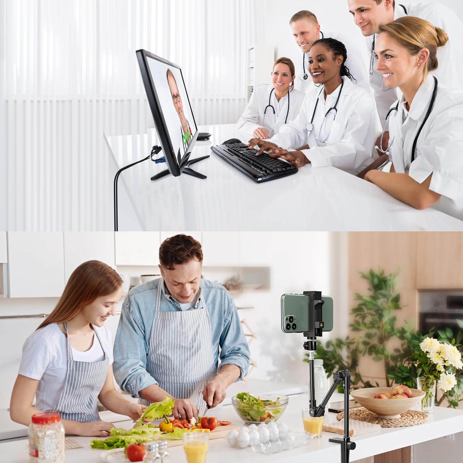 Webcam Stand Camera Desk Mount with Phone Holder & 5/8″ Screw – 22″ Flexible Projector Stand Gooseneck Desk Mi - view 7