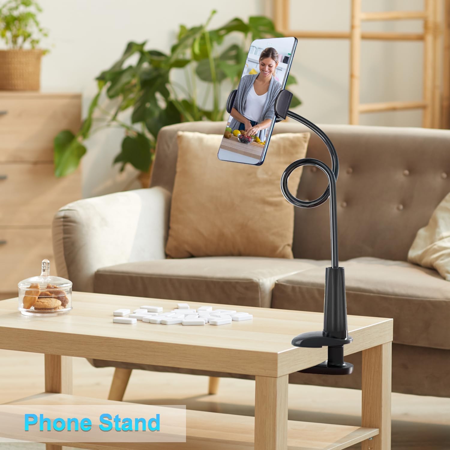Webcam Stand for Desk, Flexible Gooseneck Webcam Mount Holder Arm with Phone Holder, Web Cam Stand Computer Ca - view 6