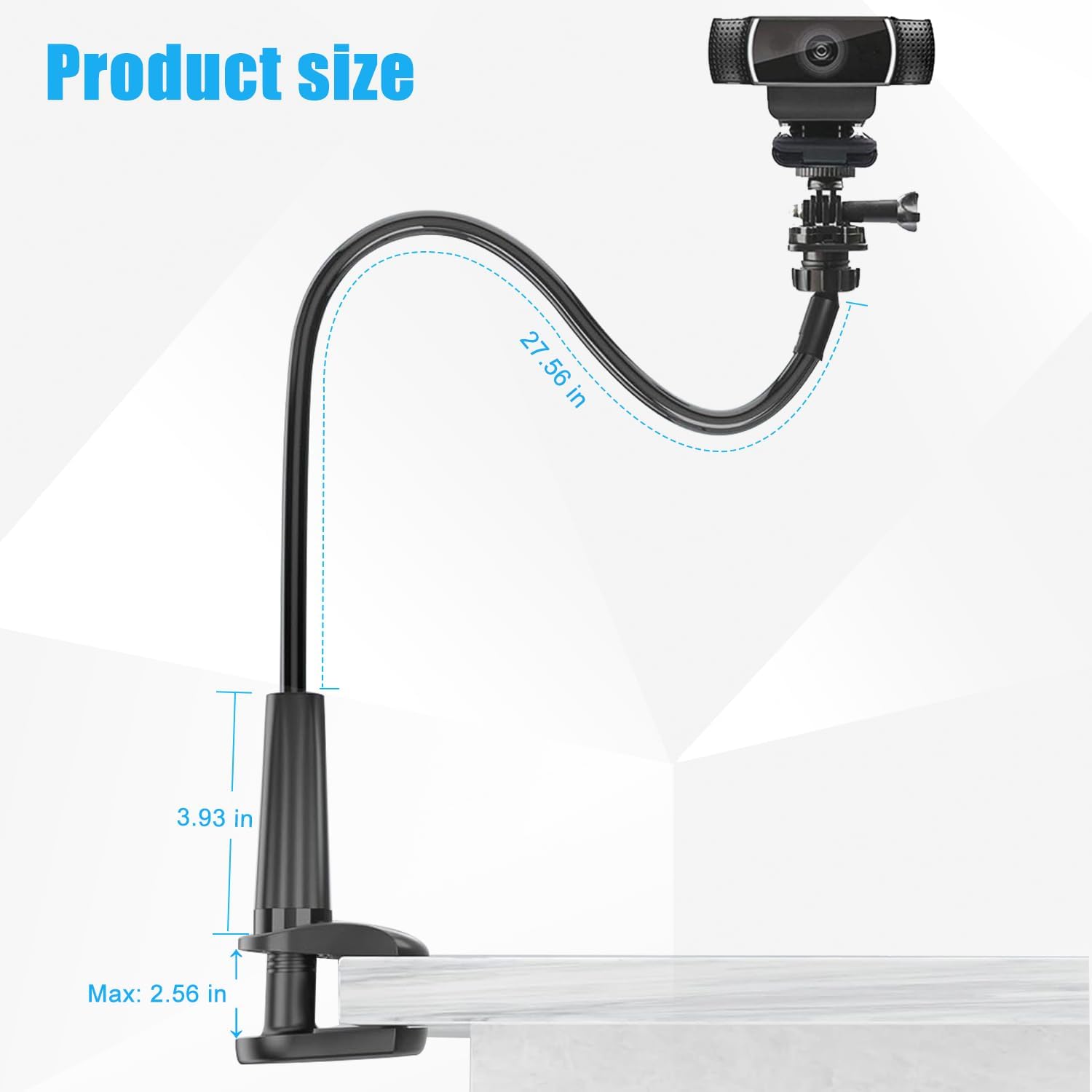 Webcam Stand for Desk, Flexible Gooseneck Webcam Mount Holder Arm with Phone Holder, Web Cam Stand Computer Ca - view 3