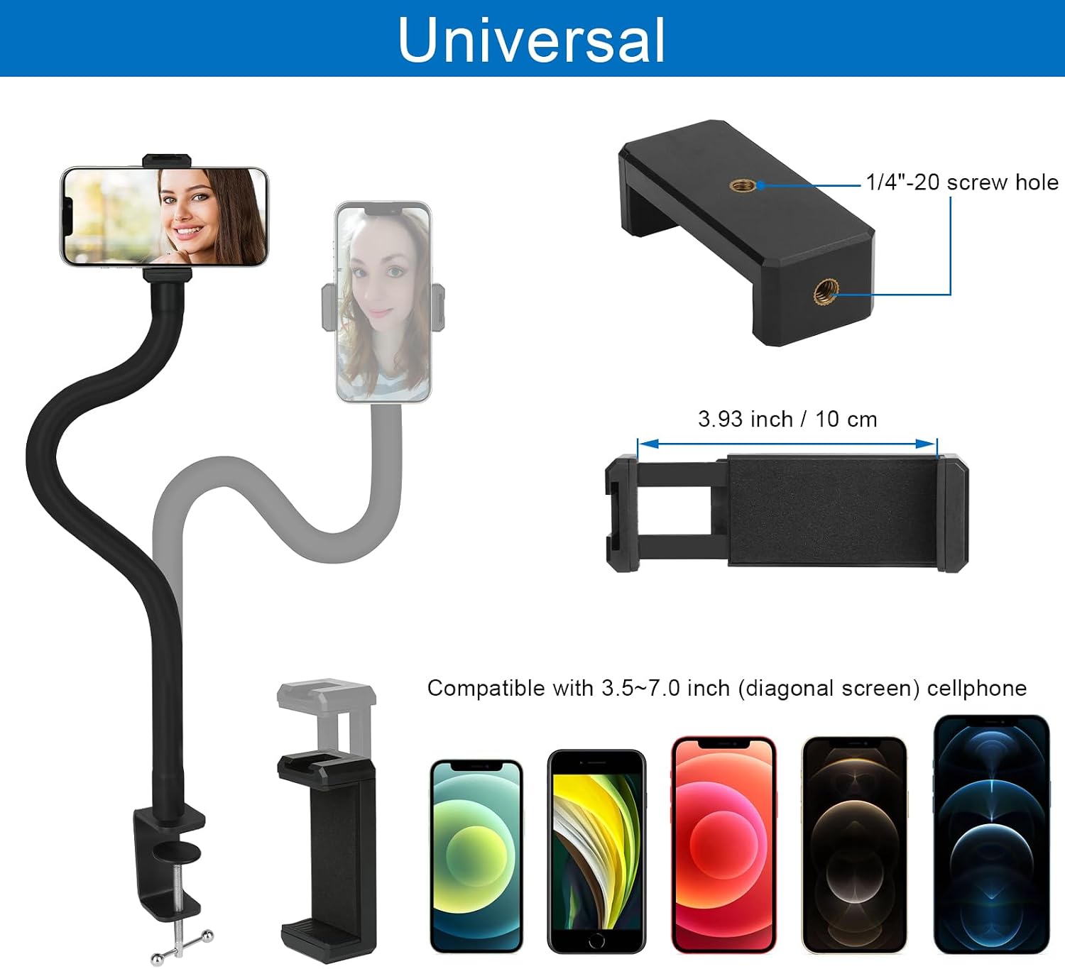 Webcam Stand for Desk,Camera Stand Desk Webcam Mount Clamp Clip,50cm Gooseneck Arm for Logitech Webcam C920/C9 - view 6