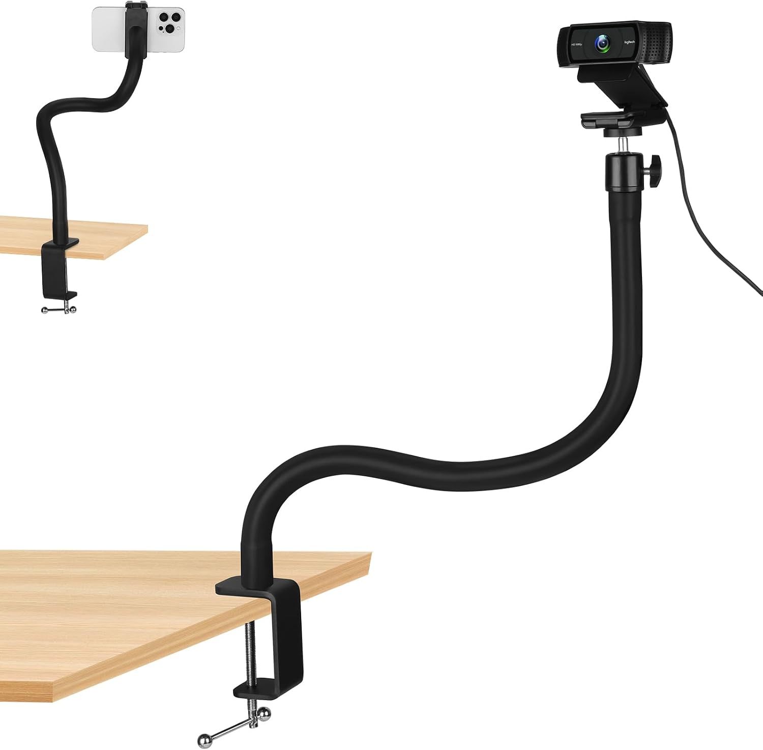 Webcam Stand for Desk,Camera Stand Desk Webcam Mount Clamp Clip,50cm Gooseneck Arm for Logitech Webcam C920/C9