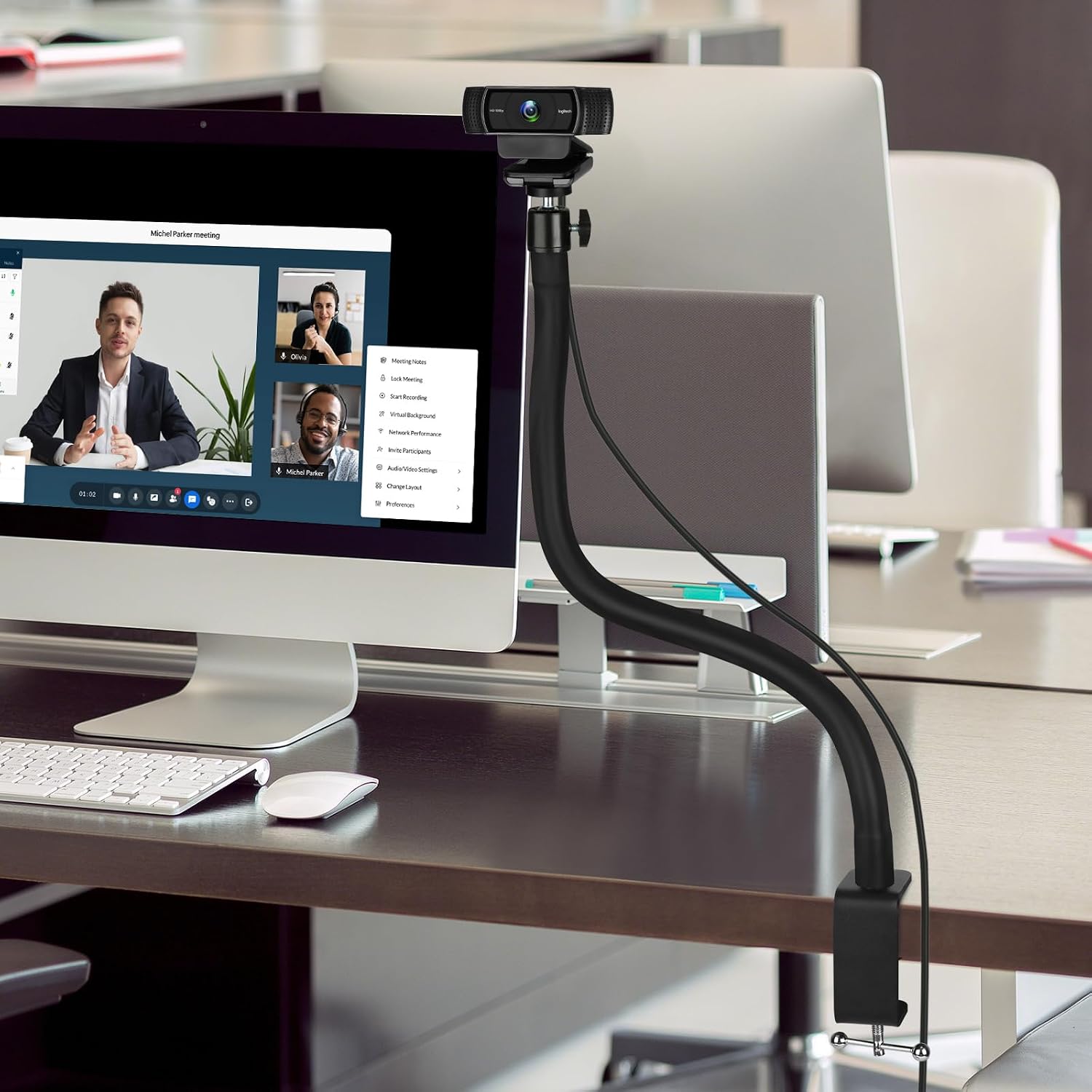 Webcam Stand for Desk,Camera Stand Desk Webcam Mount Clamp Clip,50cm Gooseneck Arm for Logitech Webcam C920/C9 - view 5
