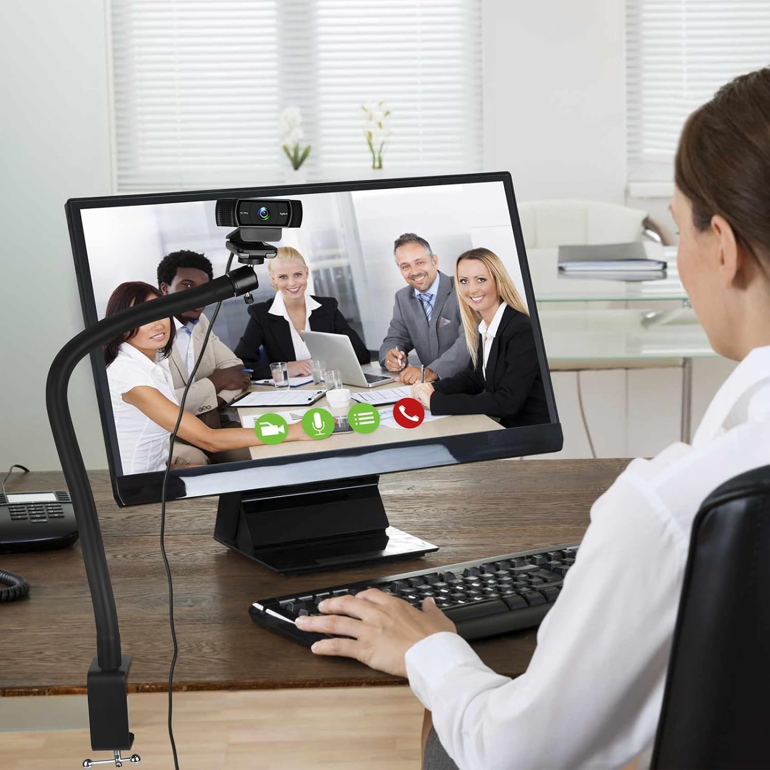 Webcam Stand for Desk,Camera Stand Desk Webcam Mount Clamp Clip,50cm Gooseneck Arm for Logitech Webcam C920/C9 - view 8