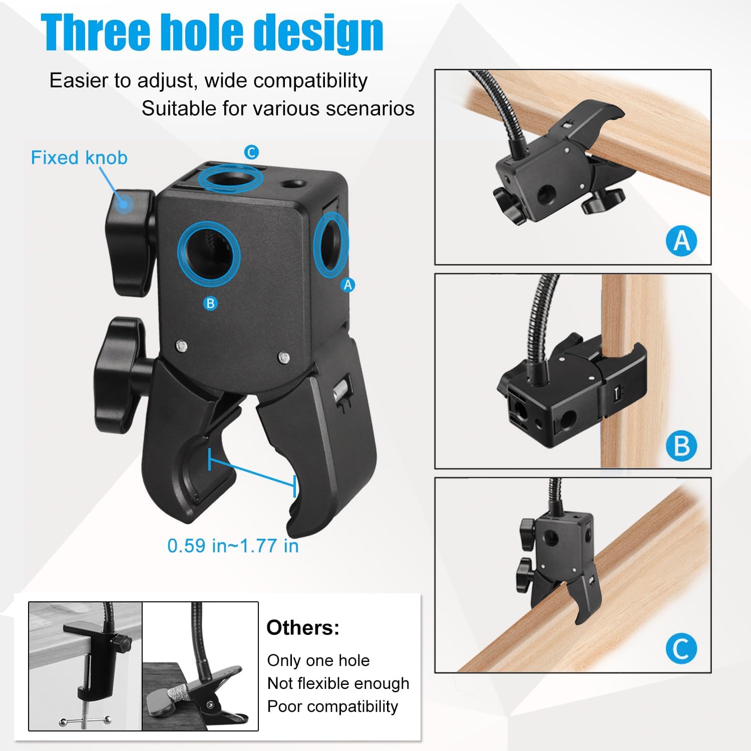 Webcam Stand, Webcam Mount Gooseneck Arm with Phone Holder Web Camera Stand Desk Mount Clip Clamp for Logitech - view 3
