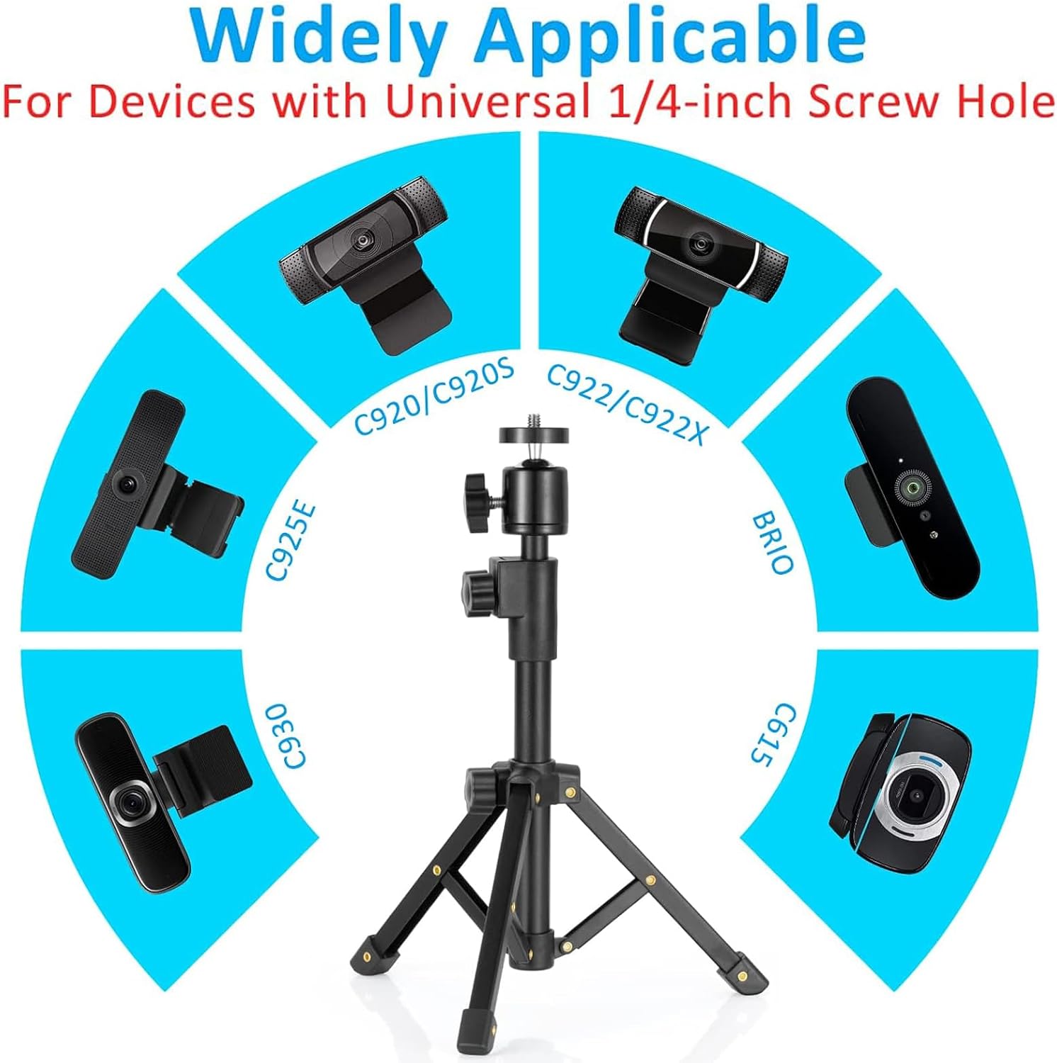Webcam Tripod Stand, for Webcam C920 C922 C930e C920S C920 C615 C960 C920x, Extendable Stand for Desk, Lightwe - view 5